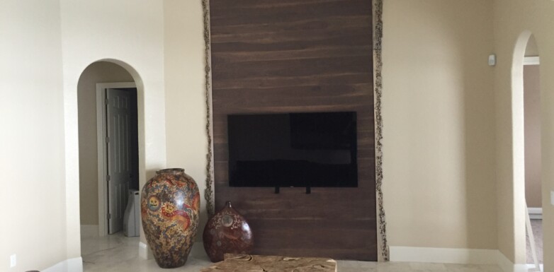 Walnut and reclaimed Cypress backdrop